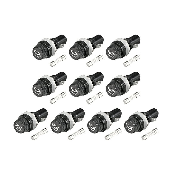 10Pcs Panel Mount Screw Cap Fuse Holder Case for Glass Tube Fuses 5x20mY^QE 10Pcs Panel Mount Screw Cap Fuse Holder Case for Glass Tube Fuses 5x20mY^QE